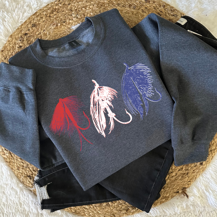 Red White Blue Fishing Hooks DTF Transfer