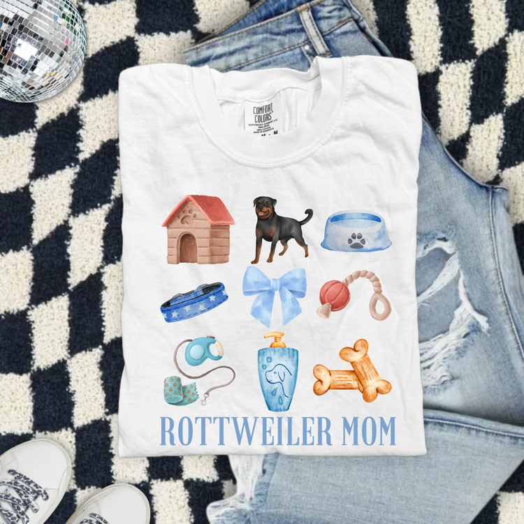 Rottweiler Mom Blue Collage DTF Transfer