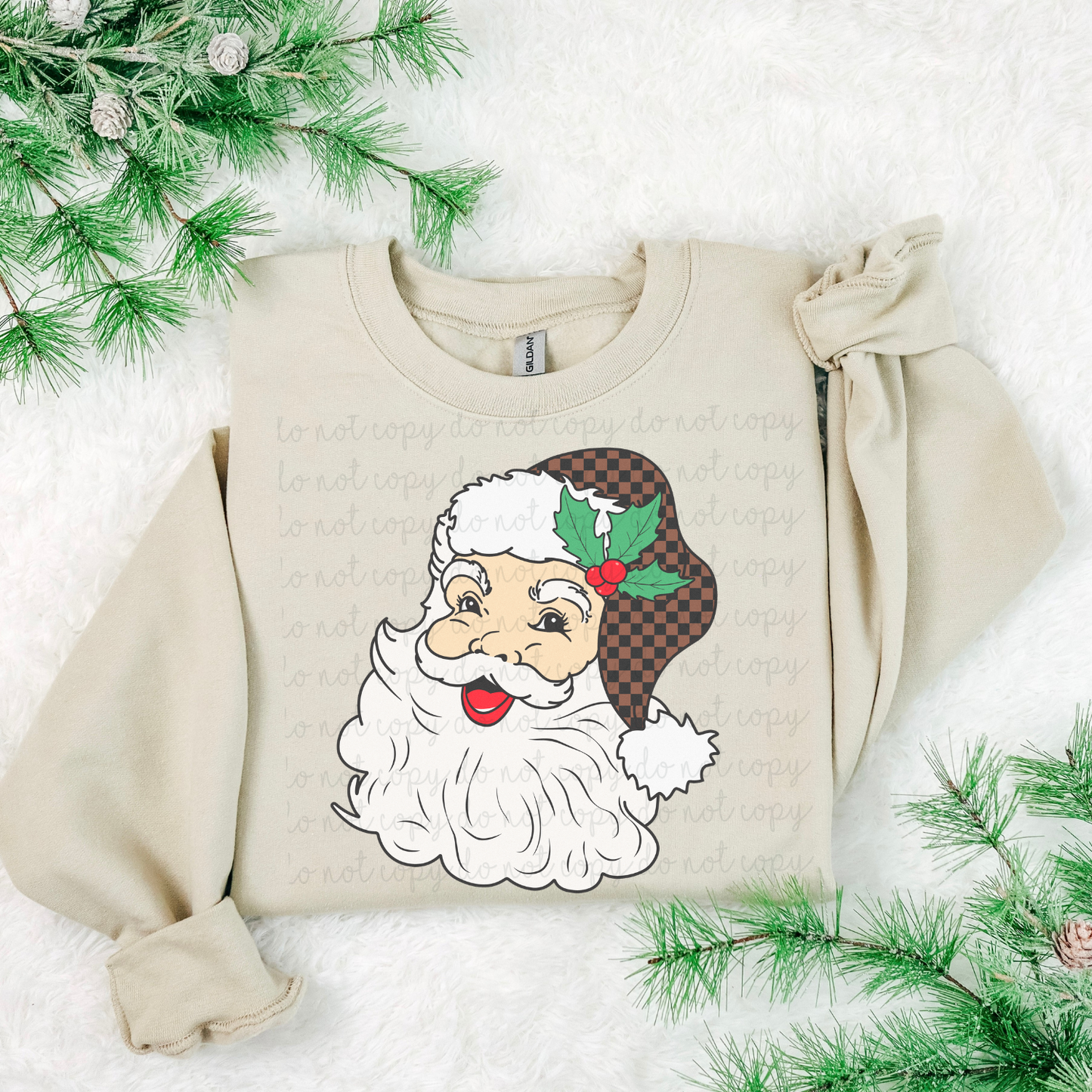 Santa Brown Checkered DTF Transfer