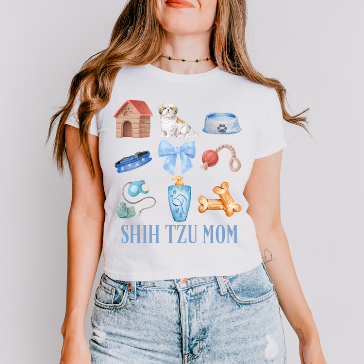 Shih Tzu Mom Blue Collage DTF Transfer