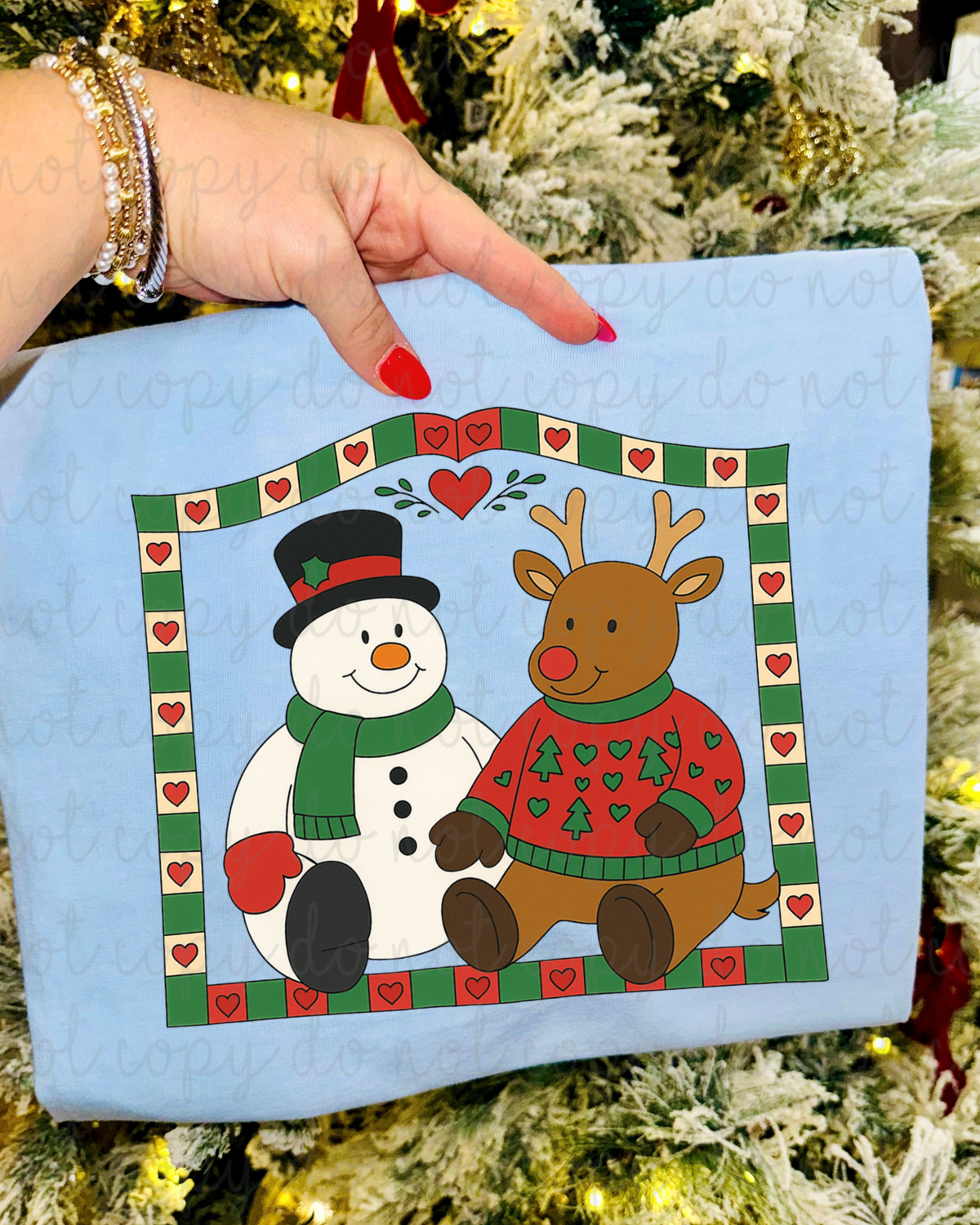 Christmas Thrifty Snowman And Reindeer DTF Transfer