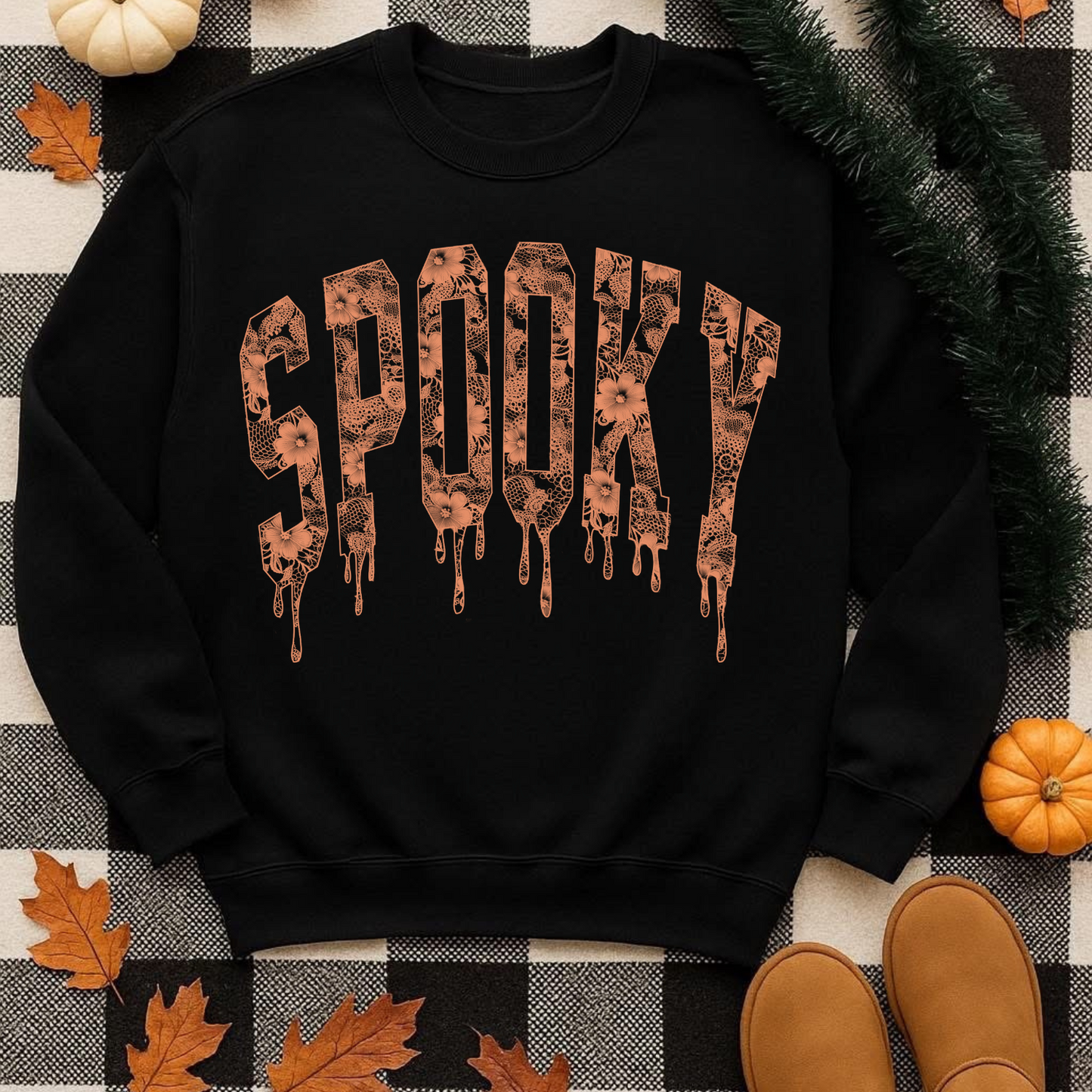 Spooky Orange Lace DTF Transfer