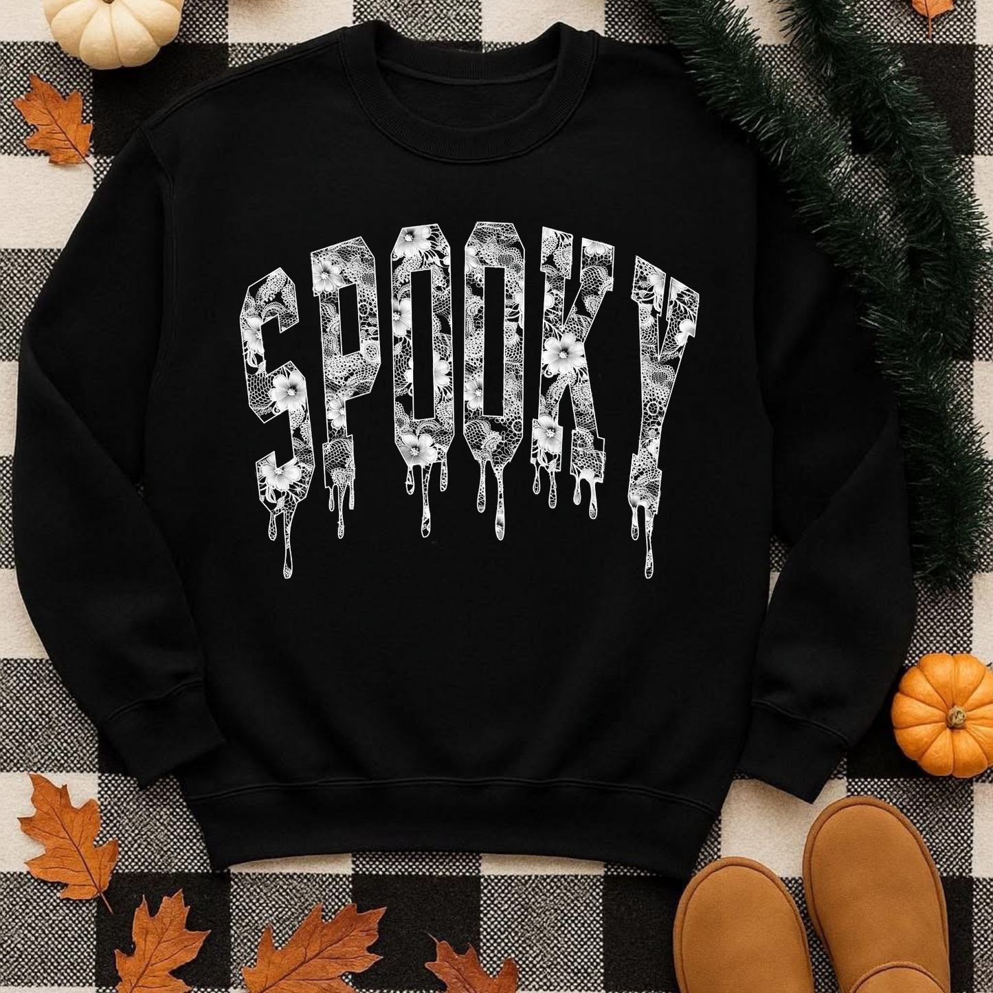 Spooky White Lace DTF Transfer