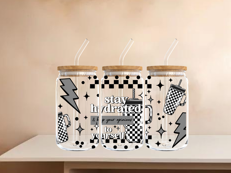 Stay Hydrated UV DTF 16oz. Libby Glass DTF Wrap