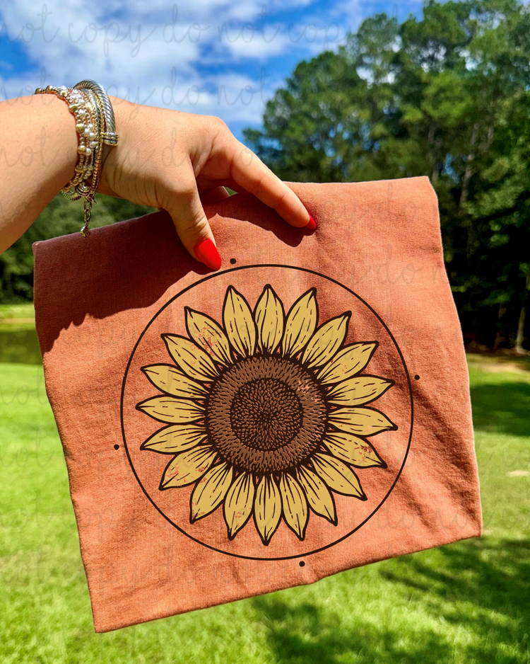 Sunflower Circle Compass DTF Transfer