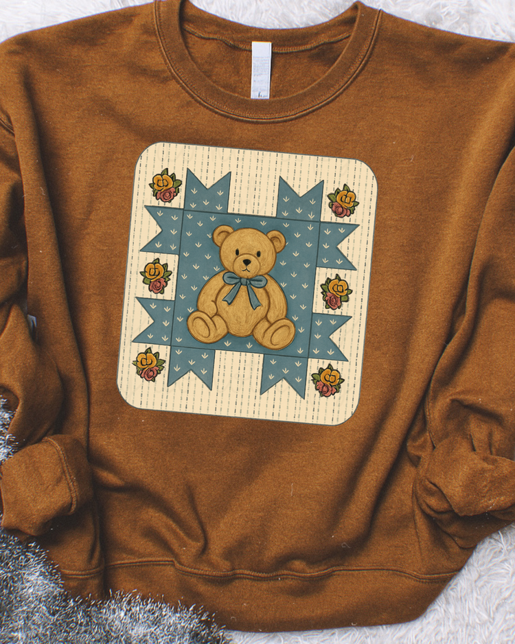 Teddy Bear Quilt Patch DTF Transfer