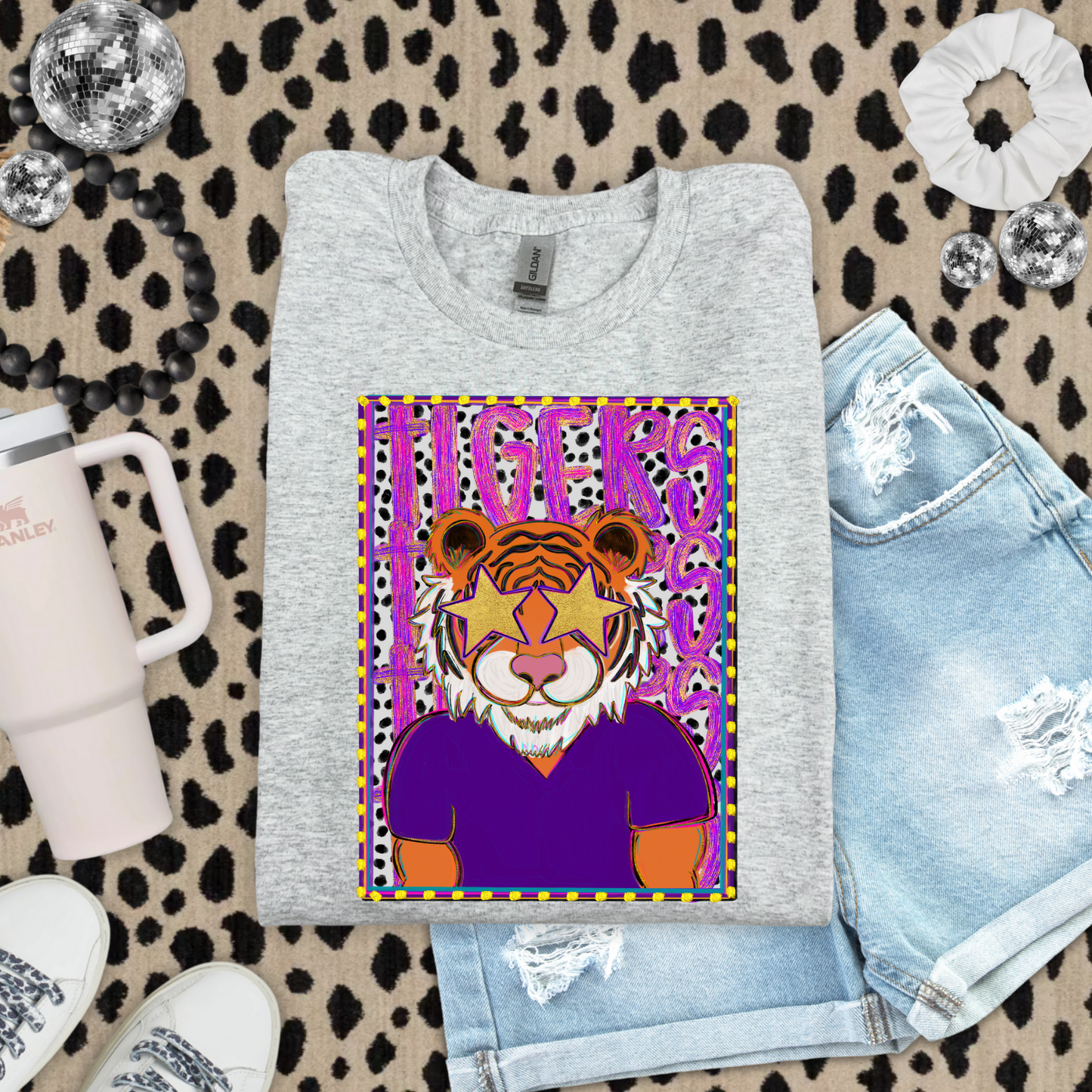 Preppy Stacked Tigers DTF Transfer