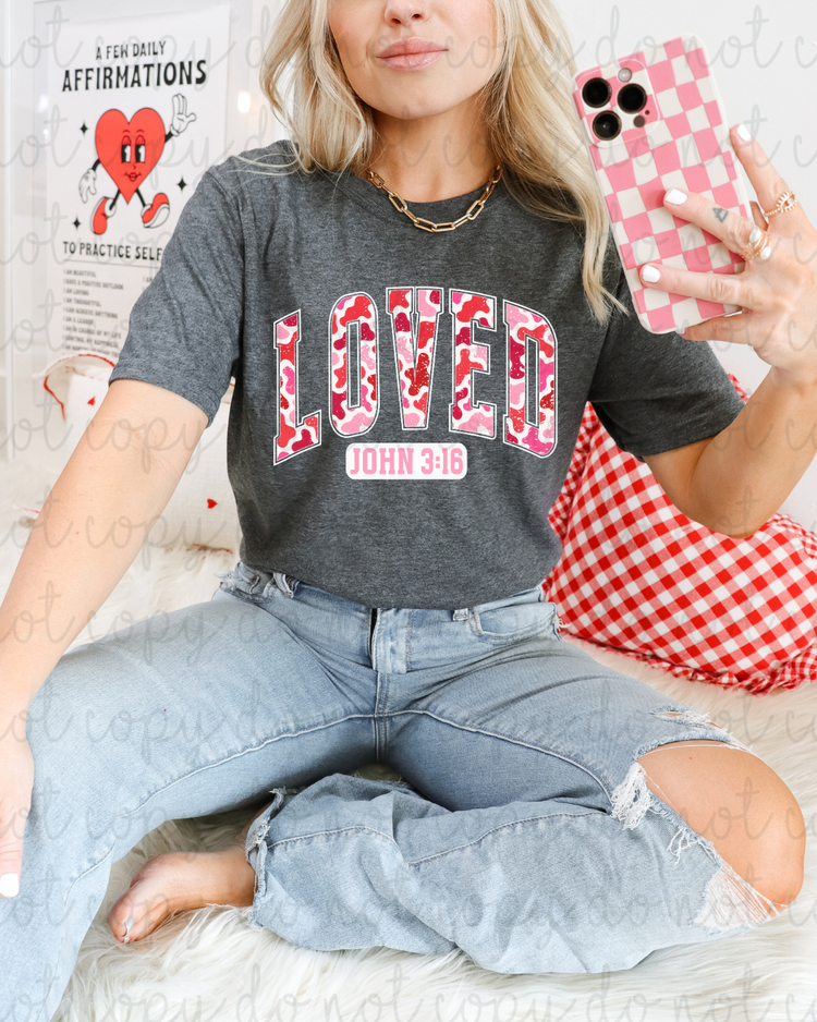 Valentine Camo Loved DTF Transfer