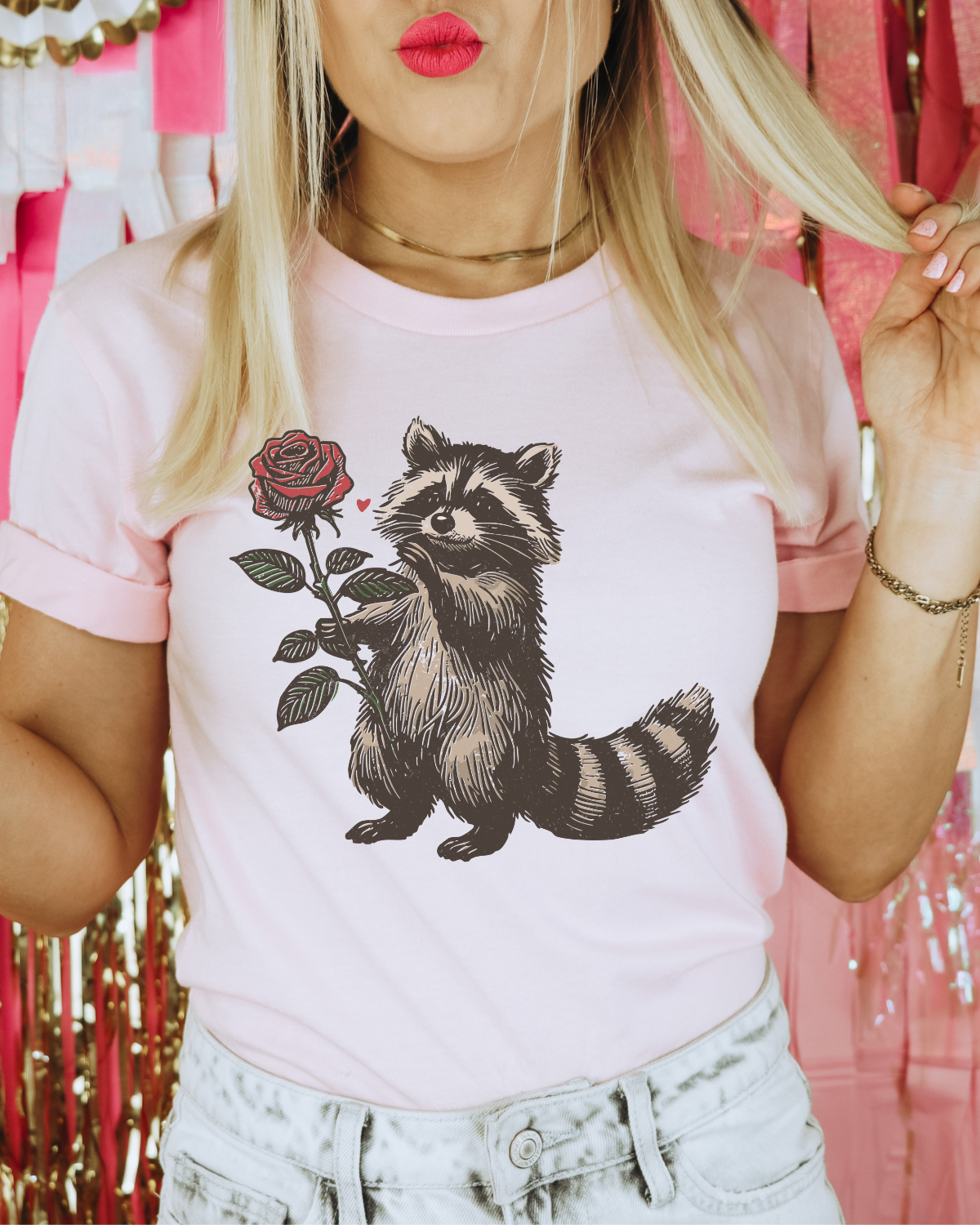 Valentine Raccoon DTF Transfer