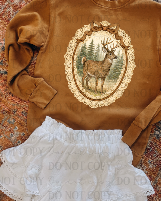 Vintage Framed Deer DTF Transfer