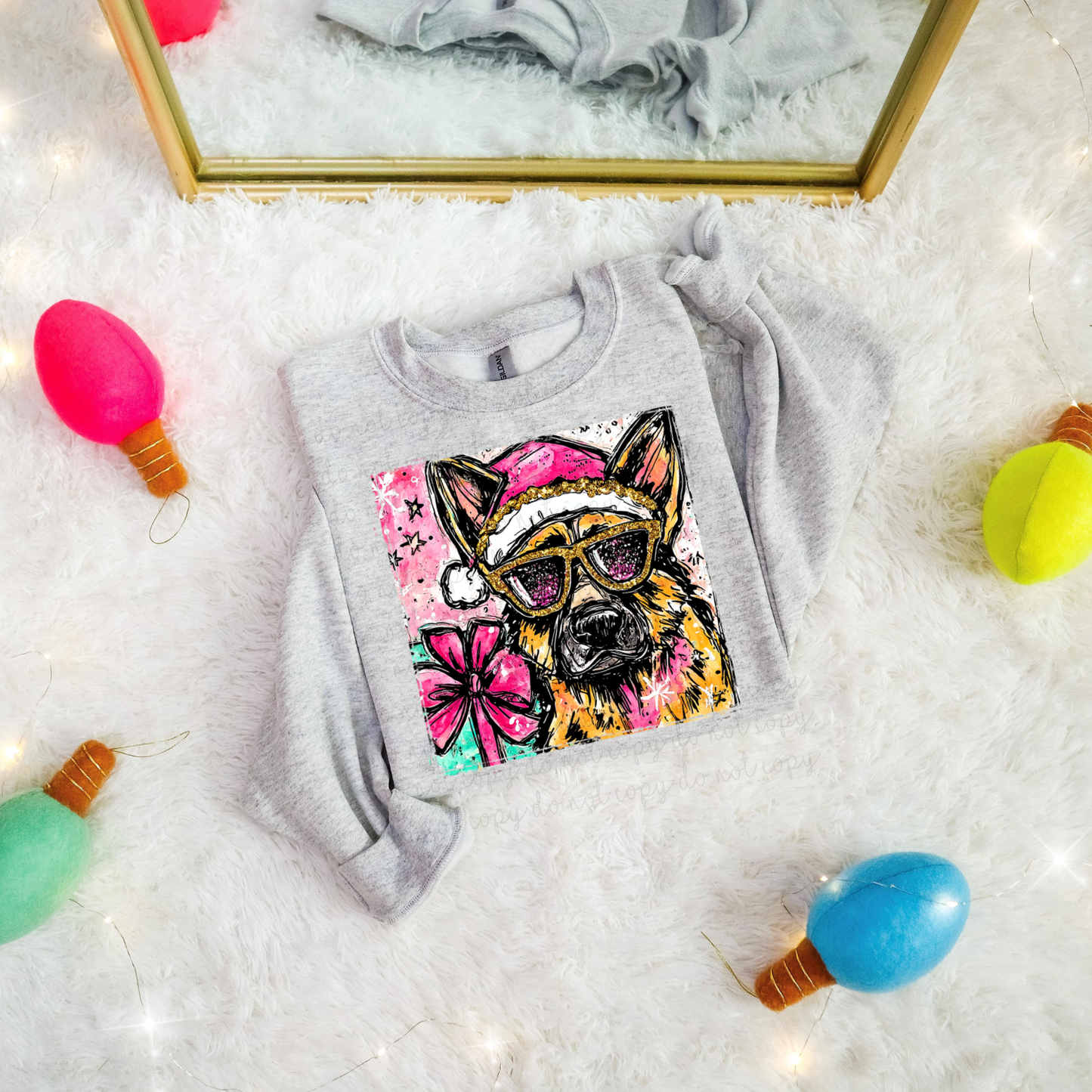 Watercolor Christmas German Shepherd DTF Transfer