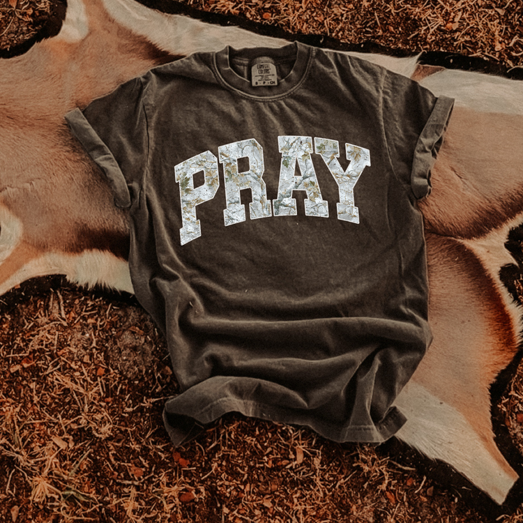 White Camo Pray DTF Transfer