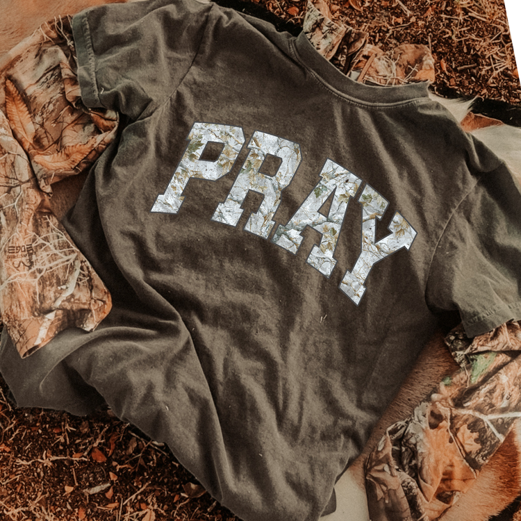 White Camo Pray DTF Transfer