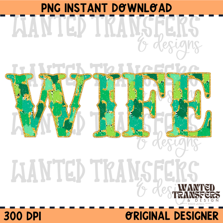 Wife St. Patrick's Day Brushstroke Mama PNG Digital Download