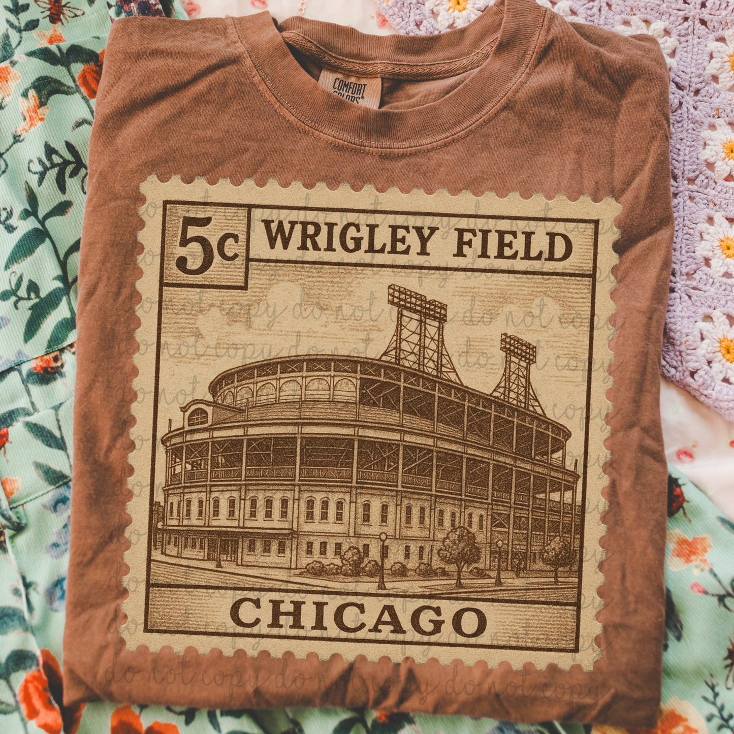 Vintage Stamp Wrigley Field DTF Transfer