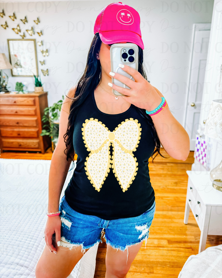 Yellow Ruffle Bow DTF Transfer