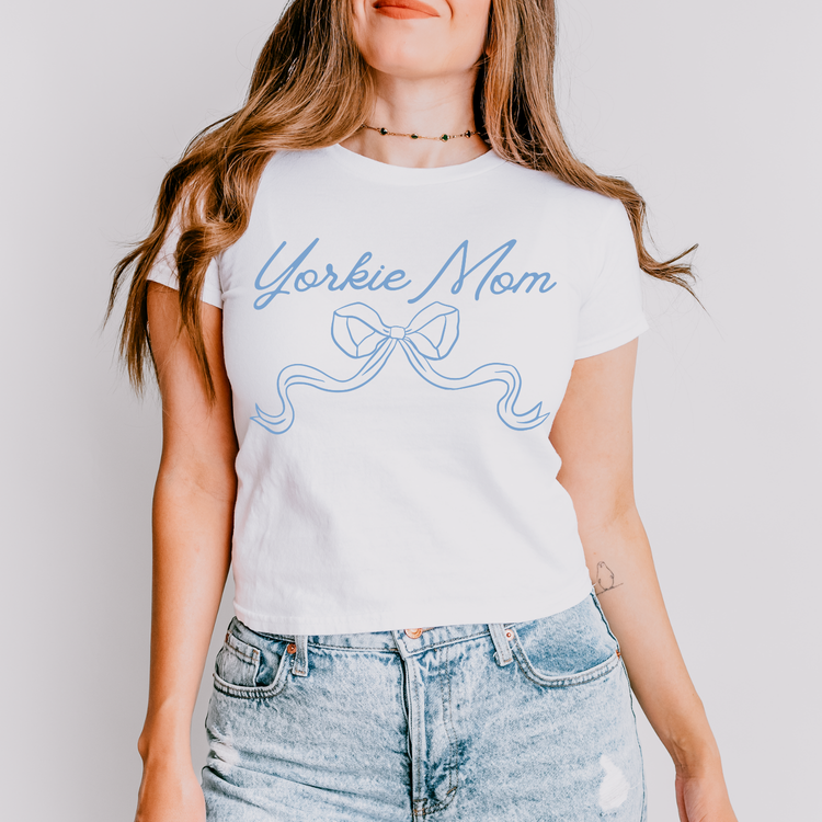 Yorkie Mom Blue Coquette DTF Transfer
