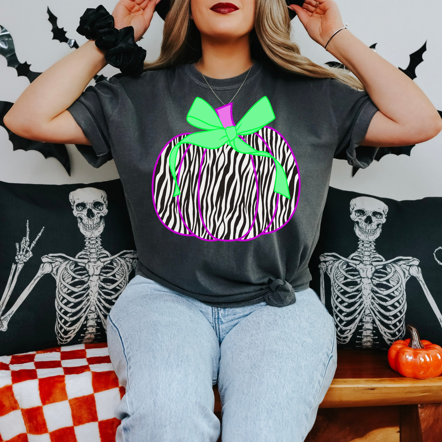 Zebra Striped Pumpkin DTF Transfer