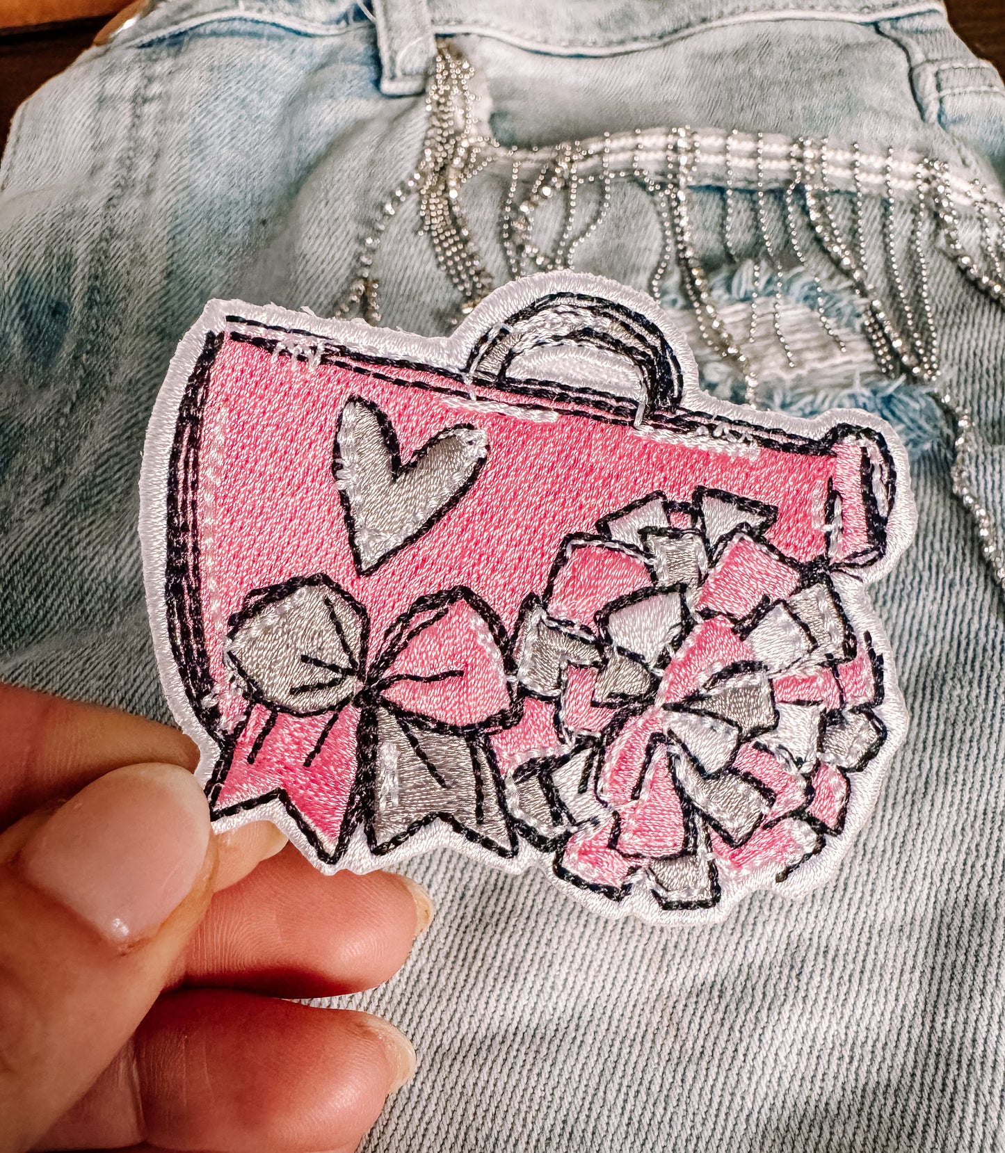 Pink Cheerleading Hat/Pocket Patch