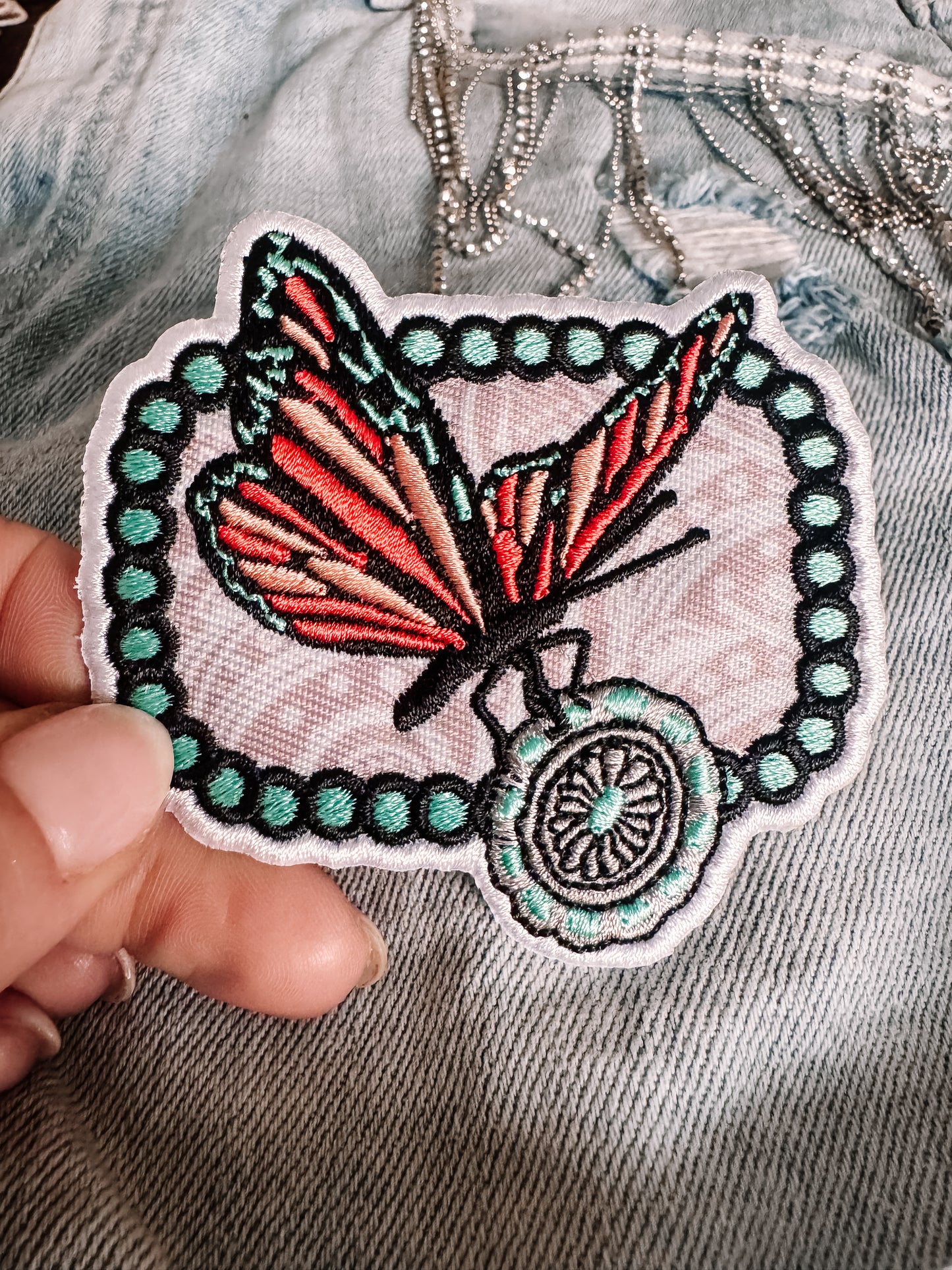 Aztec Floral Butterly Western Hat/Pocket Patch