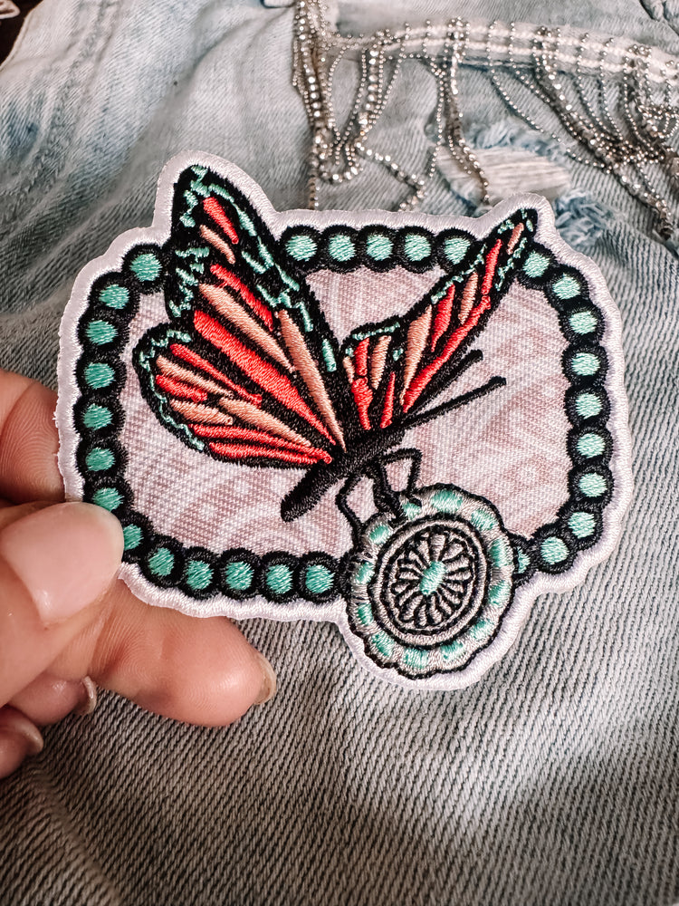Aztec Floral Butterly Western Hat/Pocket Patch