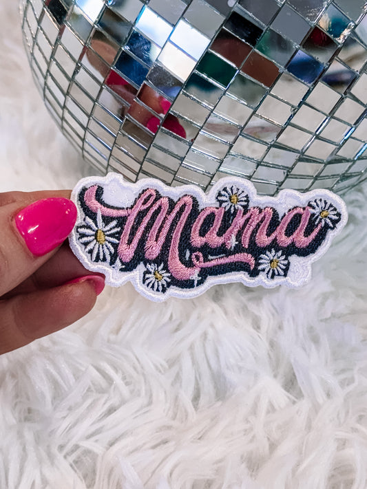 Pink Retro Daisy Mama Hat/Pocket Patch