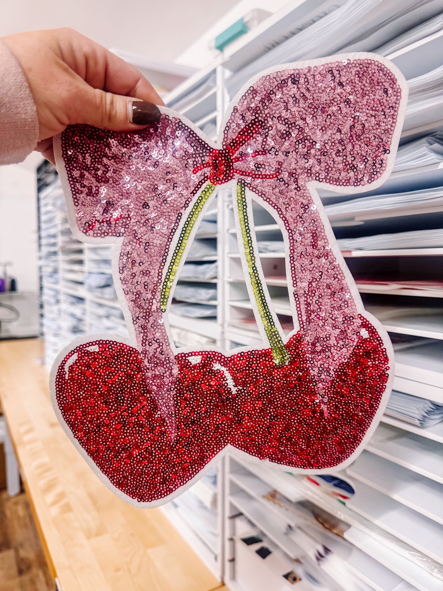 Cherry Hearts Coquette Valentines Chenille Patch