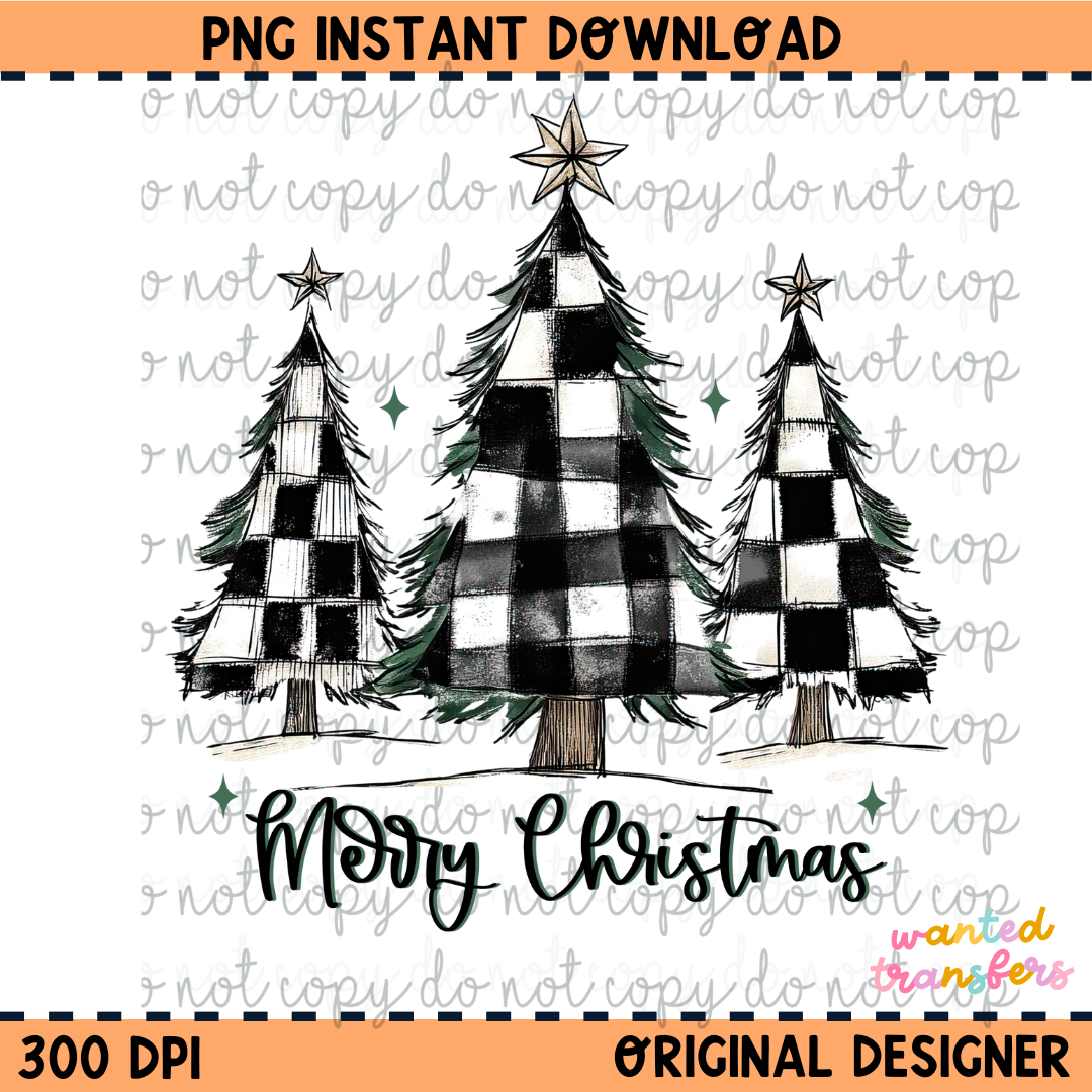 Plaid Merry Christmas PNG Digital Download