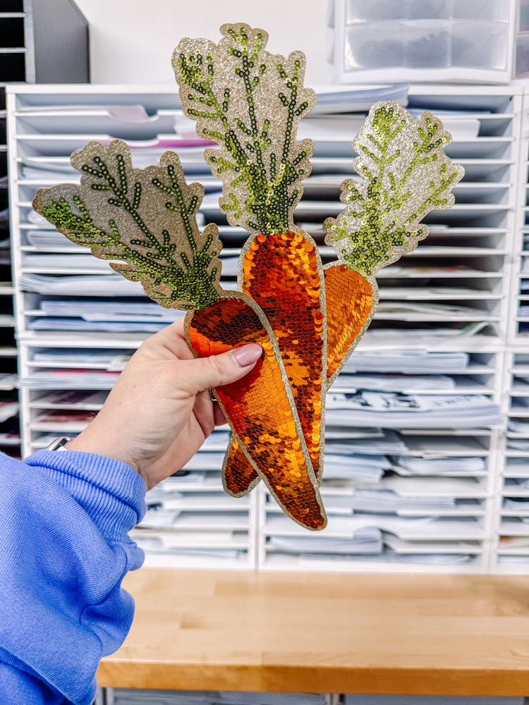 Sequin Carrot Easter Chenille Patch (Set of 3)