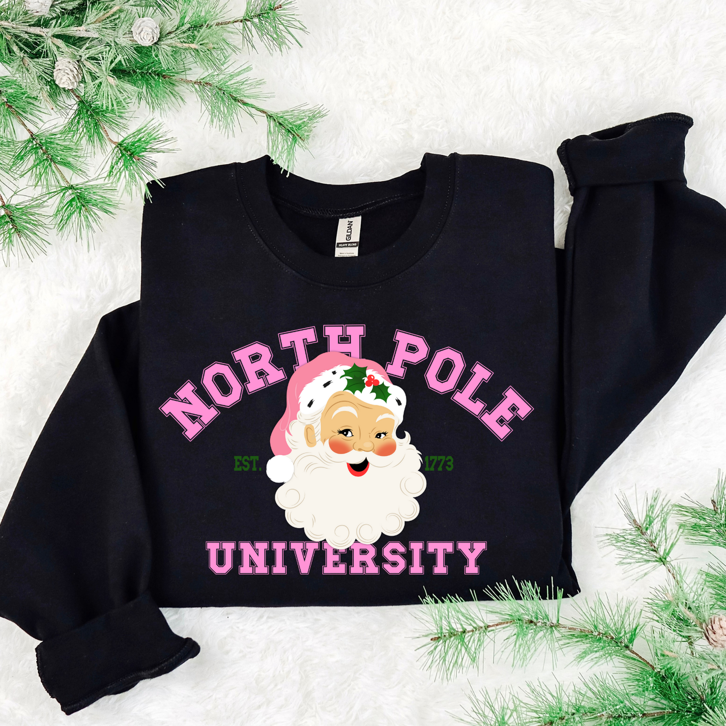 Pink North Pole University DTF Transfer