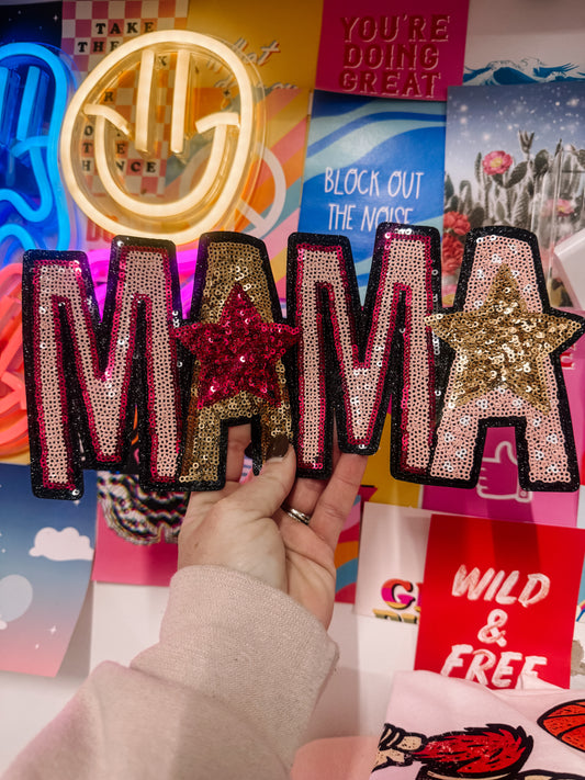Mama Stars Sequin Chenille Patch
