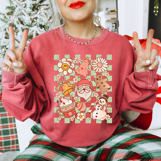 Checkered Groovy Christmas DTF Transfer