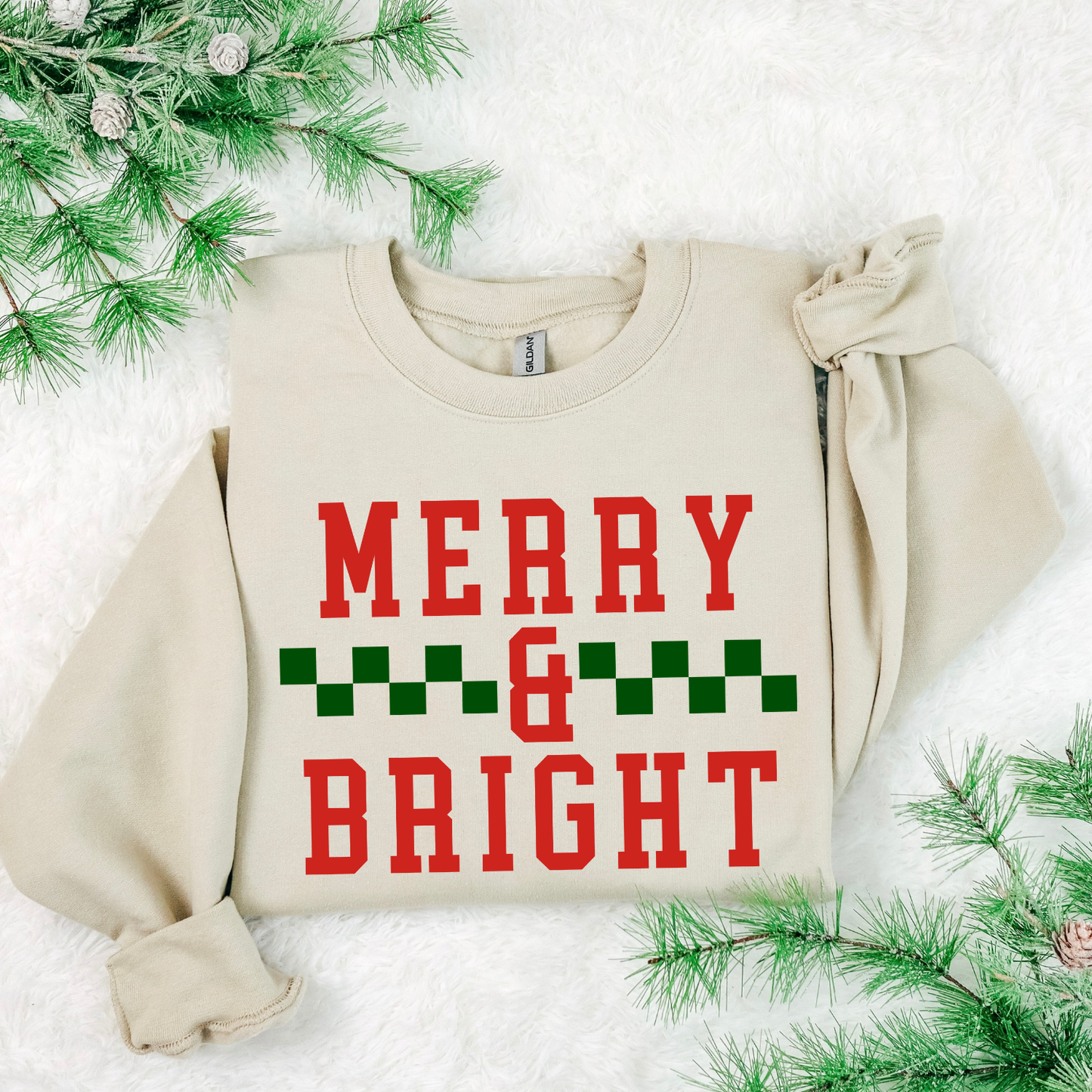 Checkered Merry And Bright DTF Transfer