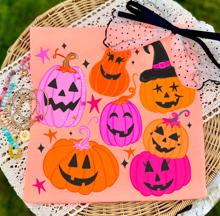 Preppy Halloween Pumpkin Doodle DTF Transfer