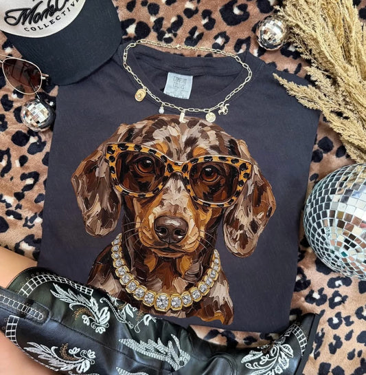 Preppy Dappled Weiner Dog DTF Transfer