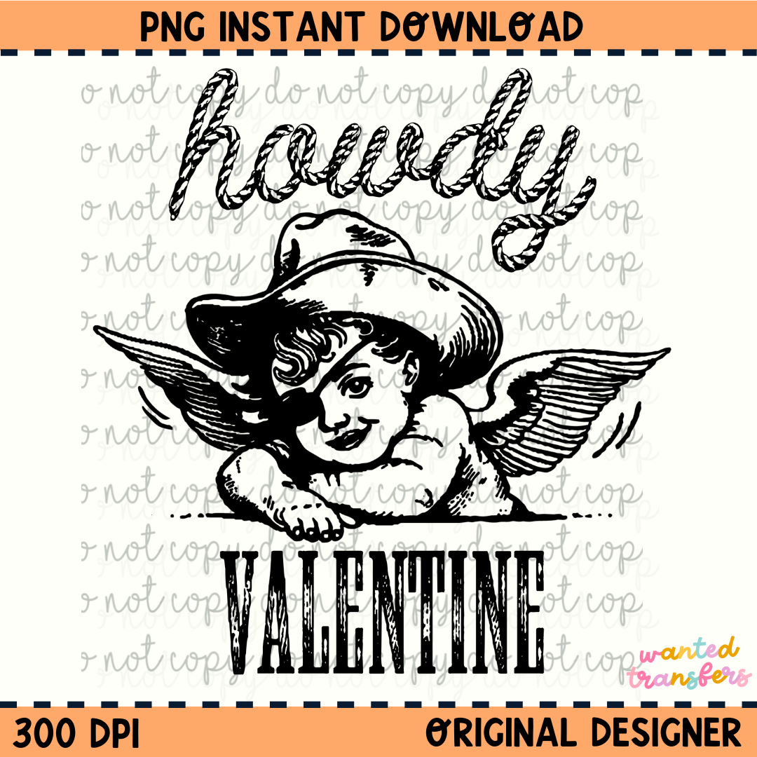 Howdy Valentine's Western PNG Digital Download