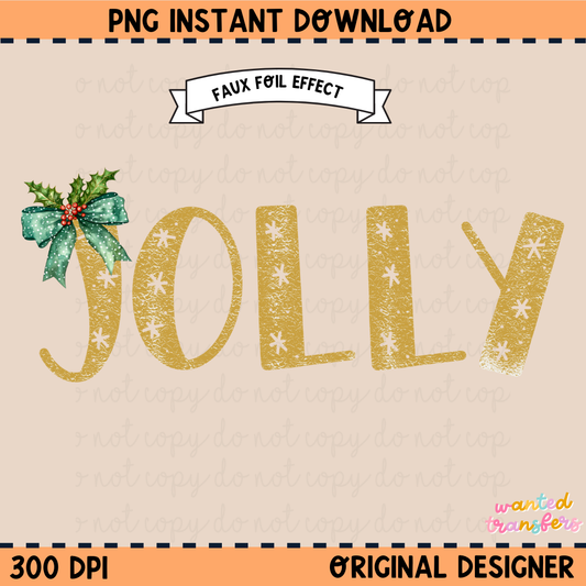 Jolly Christmas Gold Foil Effects PNG Digital Download