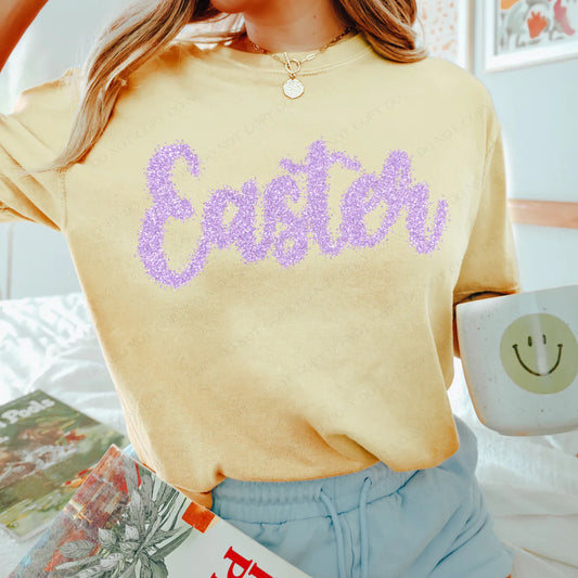 Faux Tinsel Easter Purple DTF Transfer