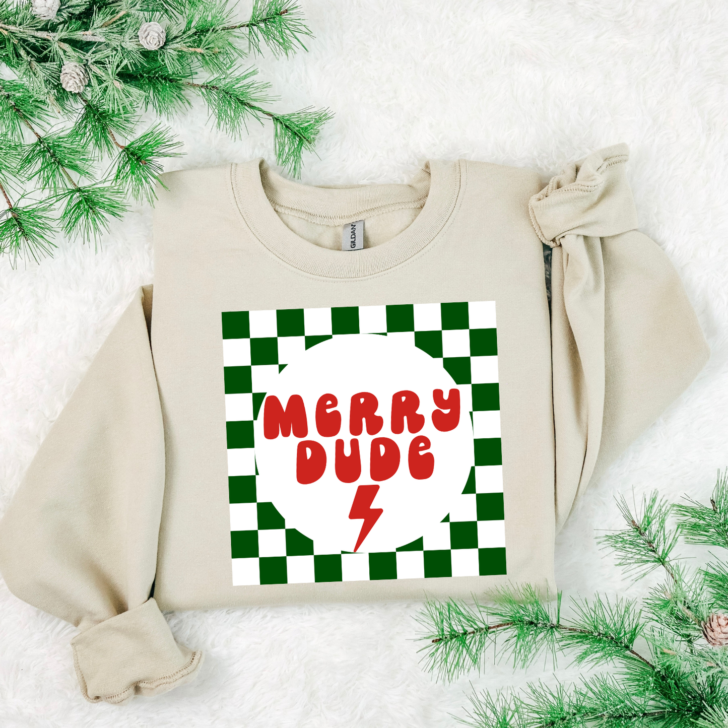 Checkered Merry Dude DTF Transfer