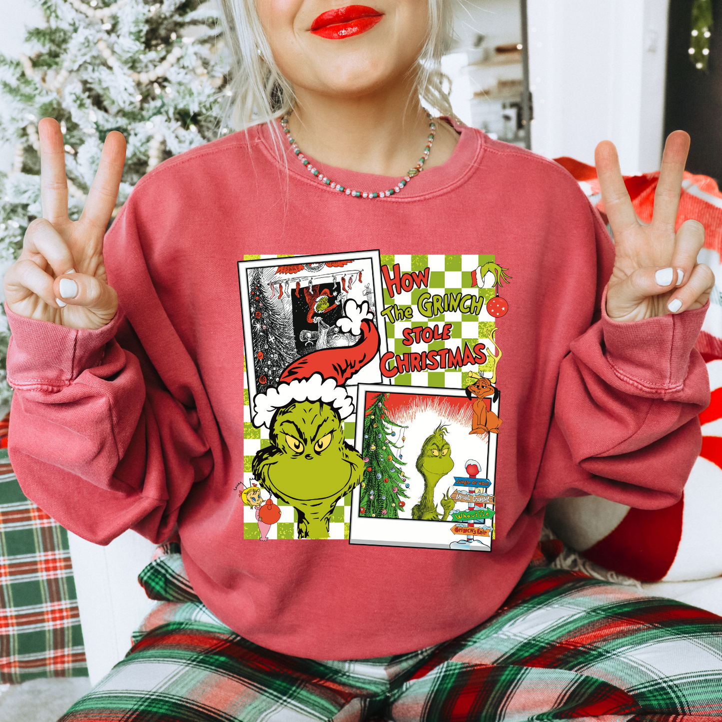 Checkered Stole Christmas DTF Transfer