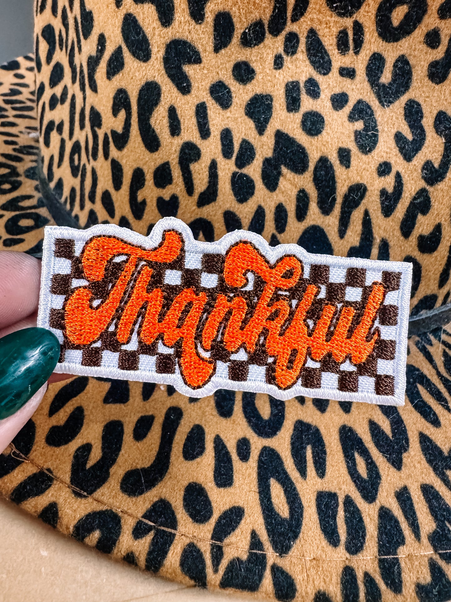 Thankful Checkered Hat/Pocket Patch