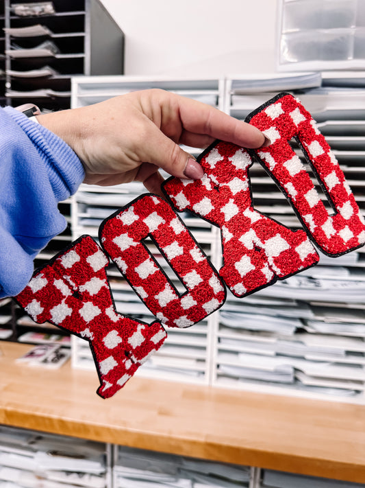 Checkered XOXO Chenille Patch