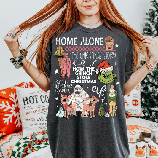 Christmas Movies Grunge White Text DTF Transfer