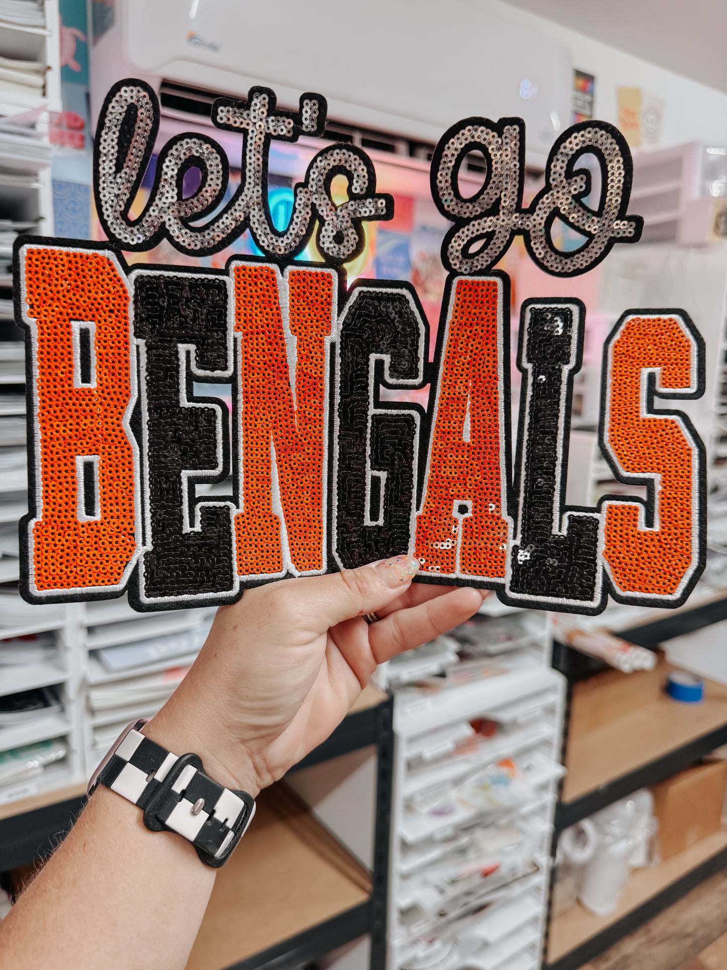 Lets Go B Sequin Chenille Patch (Adult Size)