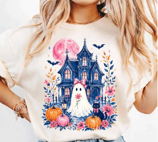 Preppy Haunted House Ghost DTF Transfer