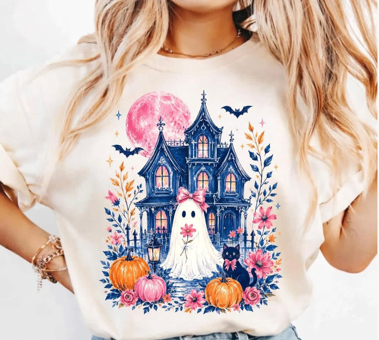 Preppy Haunted House Ghost DTF Transfer