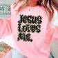 Jesus Loves Me Glitter Checkerboard Faith DTF Transfer