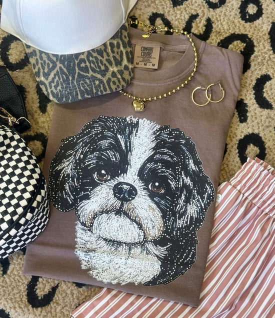 Faux Rhinestone Shitzu DTF Transfer