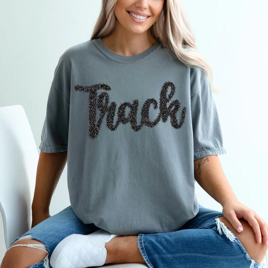 Track Black Faux Tinsel DTF Transfer