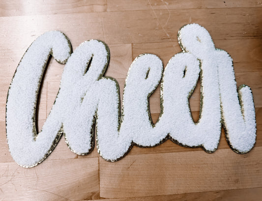 White Cheer Chenille Patch